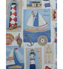 Blue red white black bown conch ship anchor lighthouse shis bell compass home décor wallpaper